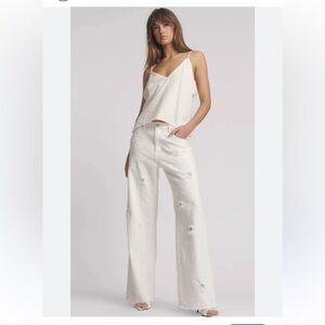 One Teaspoon. Jackson Mid Waist Wide Leg. Denim Jeans. Textured White. No tags